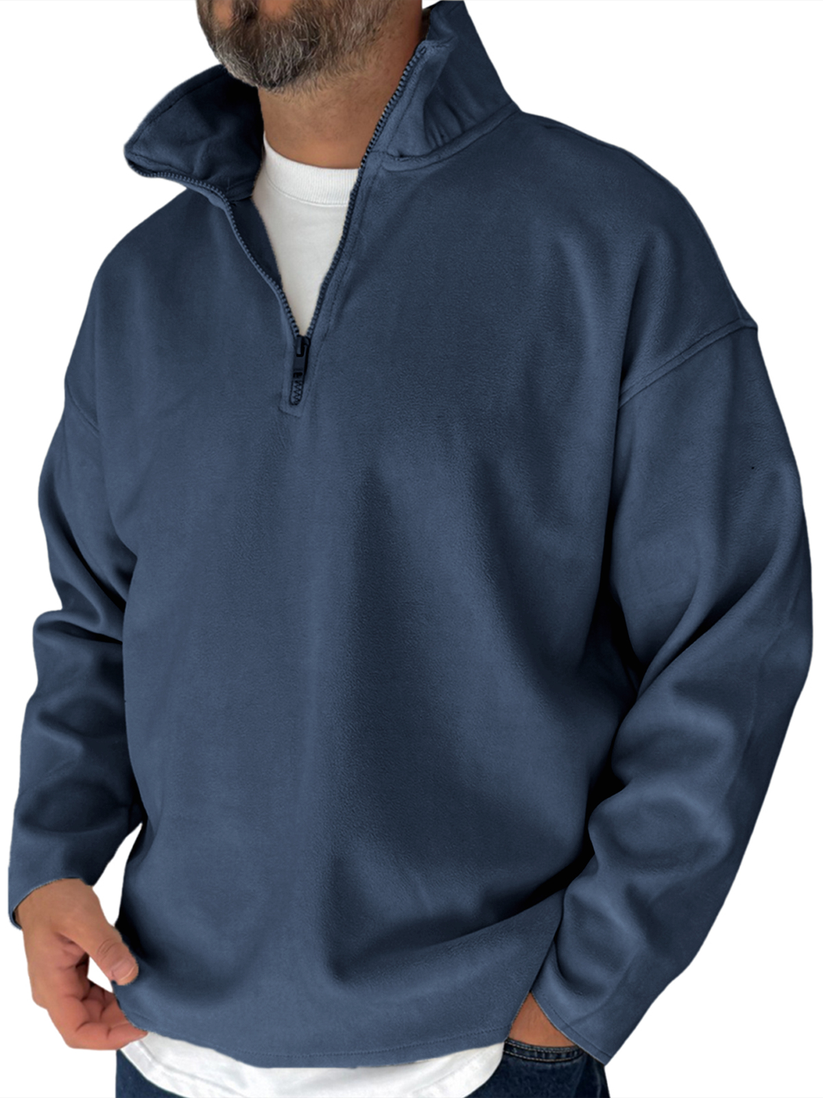 Herren Einfaches Fleece Halbzip Basis Pullover Sweatshirt-deurabatt
