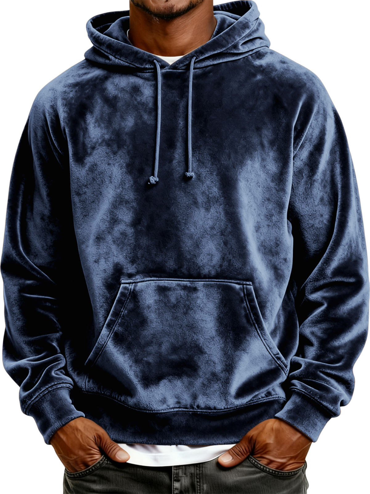Herren Einfaches Samt Grundlegendes Kapuzenpullover Sweatshirt-deurabatt