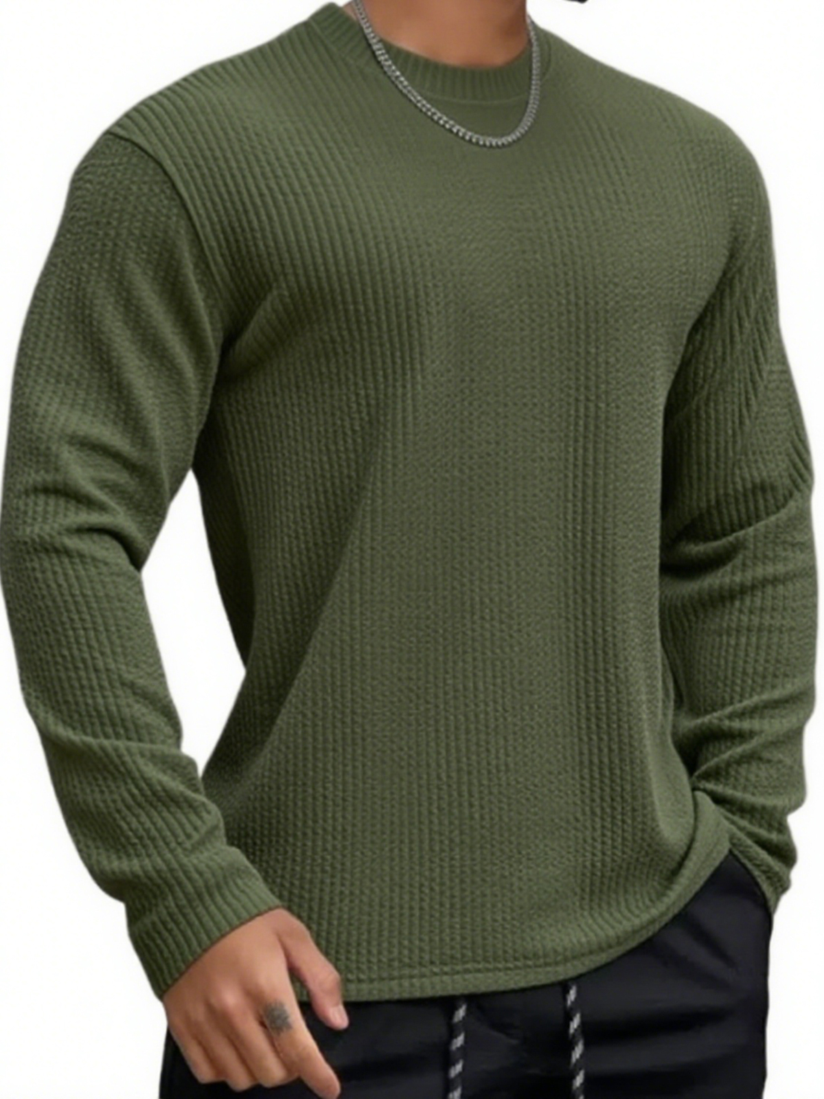 Herren Texturiertes Jacquard Fitness Langarm-T-Shirt-deurabatt