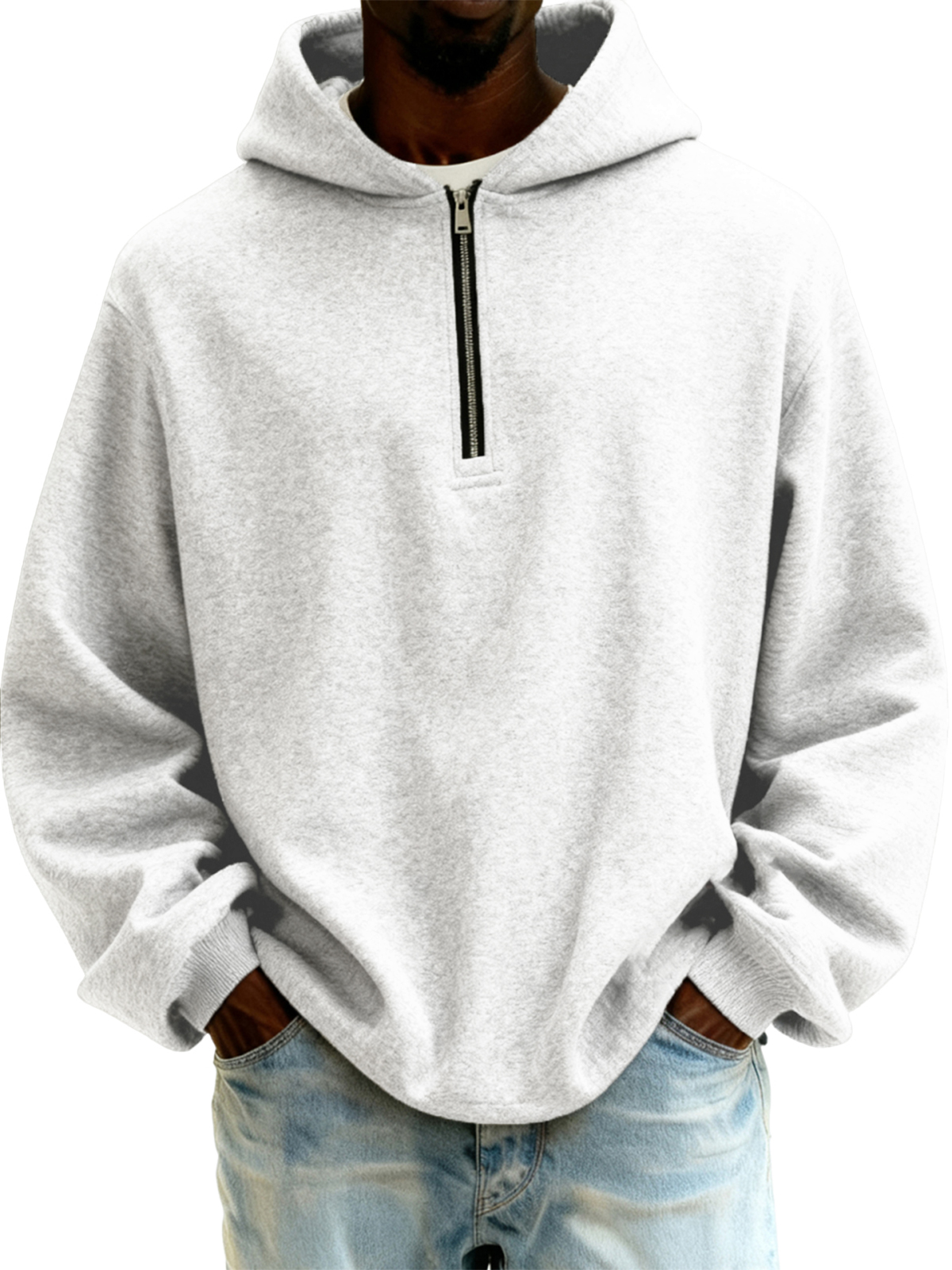 Herren-Kapuzenpullover mit halbem Reißverschluss-deurabatt