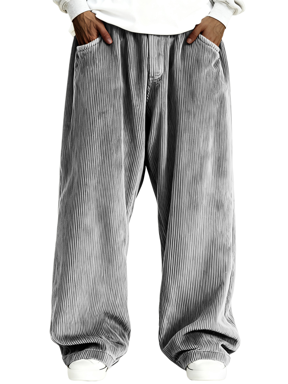 Herren einfache gerippte stilvolle Corduroy Freizeit-Hosen-deurabatt