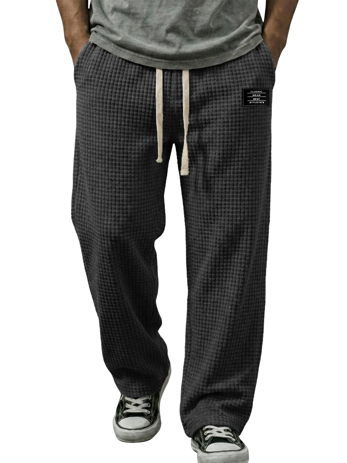 Cordhose mit Waffelmuster und Stickerei-deurabatt