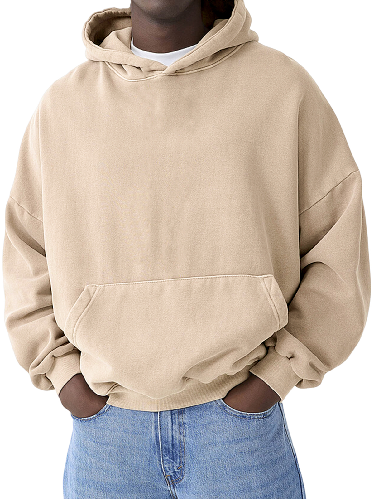 Herren Schwergewicht Basic Freizeit Pullover Kapuzen-Sweatshirt-deurabatt