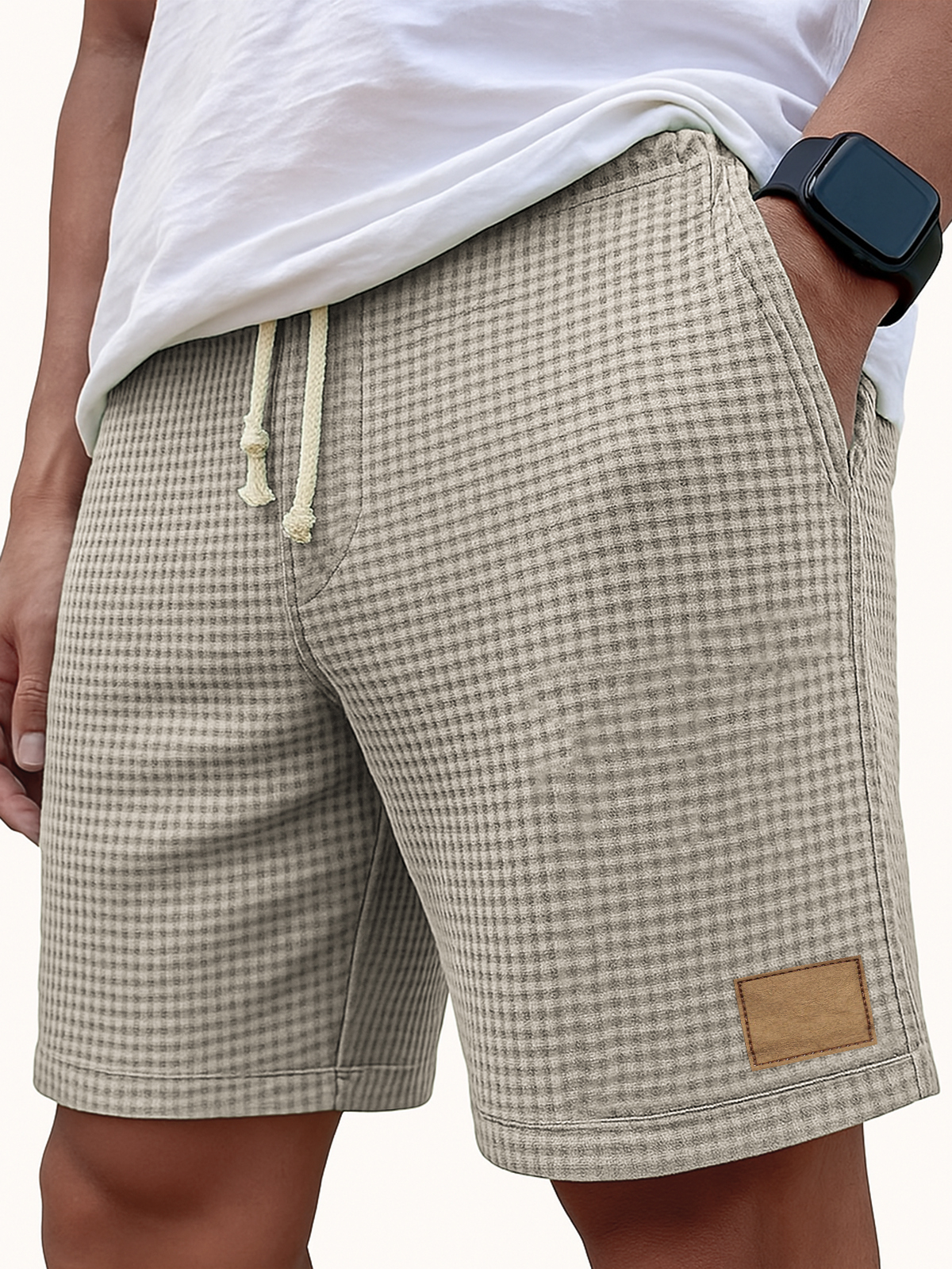 Herren Bequeme Waffel Vintage Besticktes Logo Lässige Schnürung Lockere Shorts-ZierMode