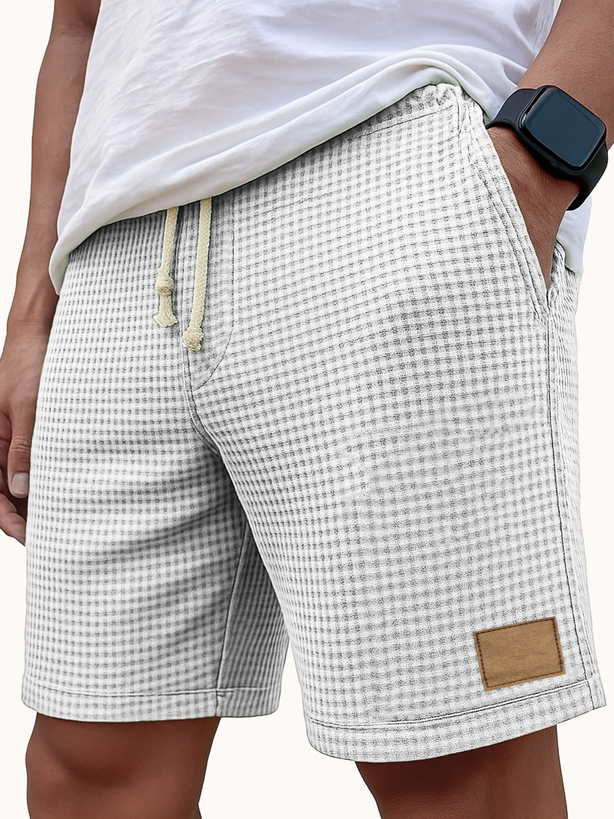 Herren Bequeme Waffel Vintage Besticktes Logo Lässige Schnürung Lockere Shorts-ZierMode