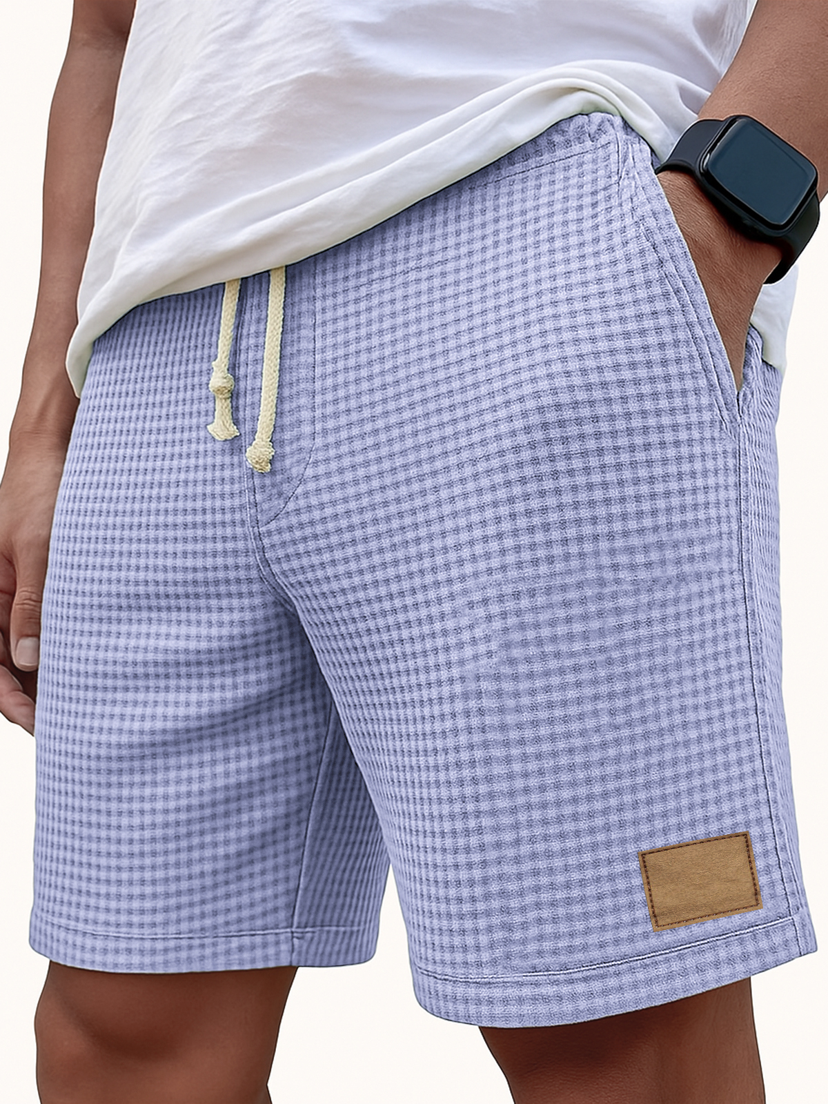 Herren Bequeme Waffel Vintage Besticktes Logo Lässige Schnürung Lockere Shorts-ZierMode