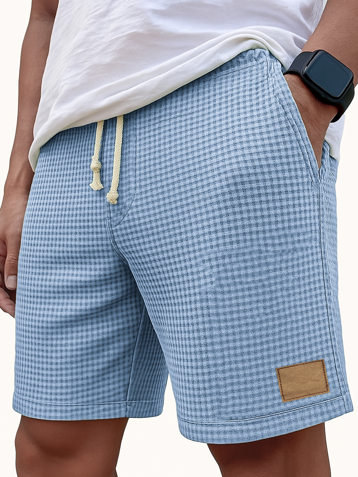Herren Bequeme Waffel Vintage Besticktes Logo Lässige Schnürung Lockere Shorts-ZierMode