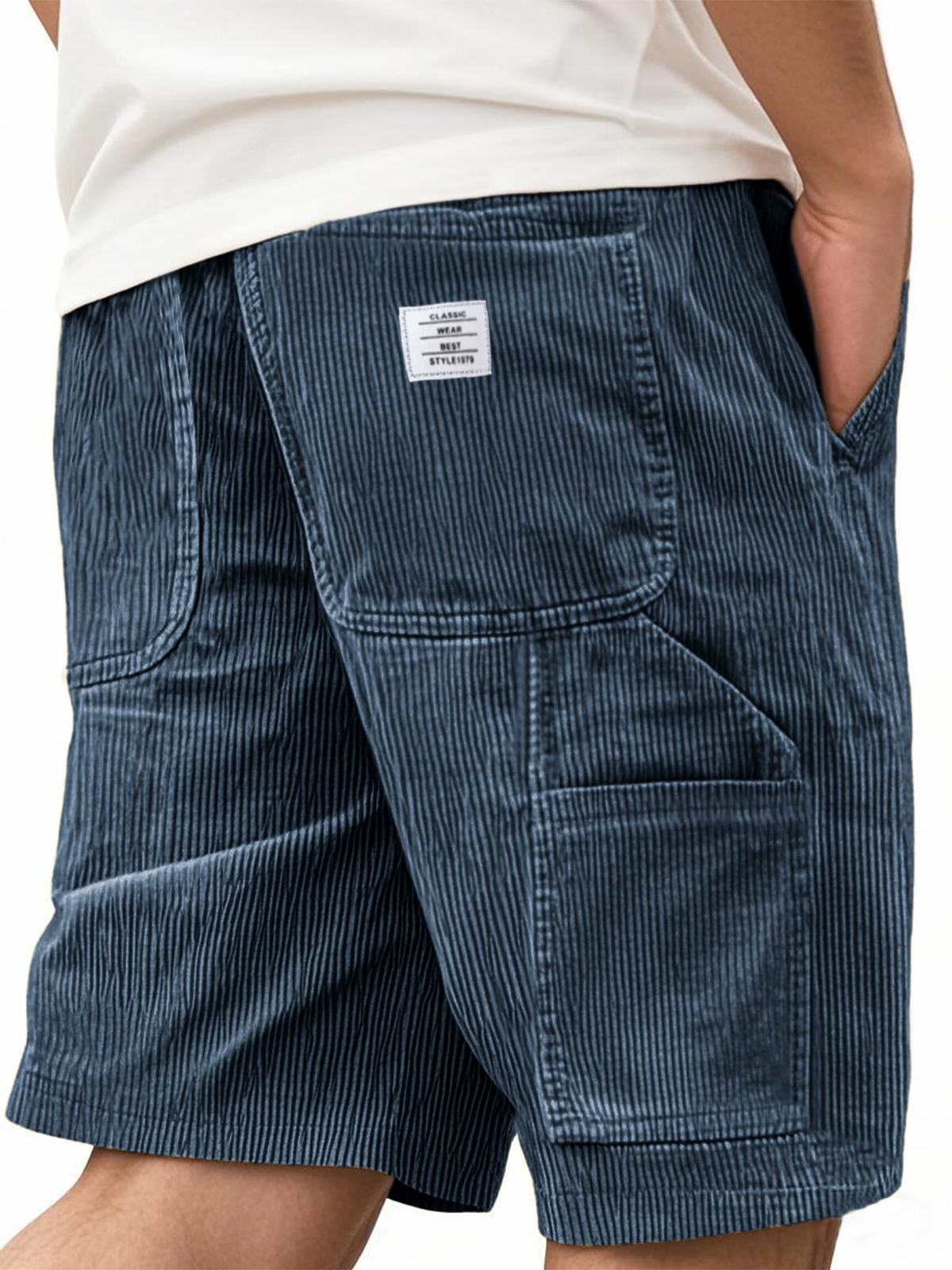 Herren Praktische Mehrfach-Taschen Cargo-Shorts Corduroy Besticktes Logo Stilvolle Lockere Alltags-Shorts-ZierMode