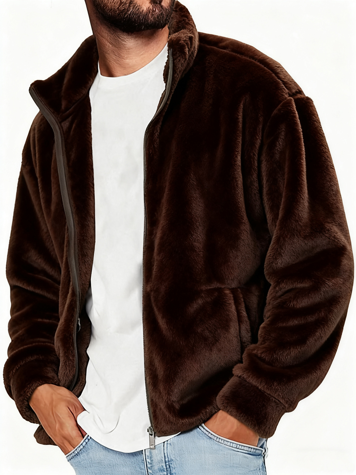 Herren-Polarfleecejacke in Unifarbe-deurabatt