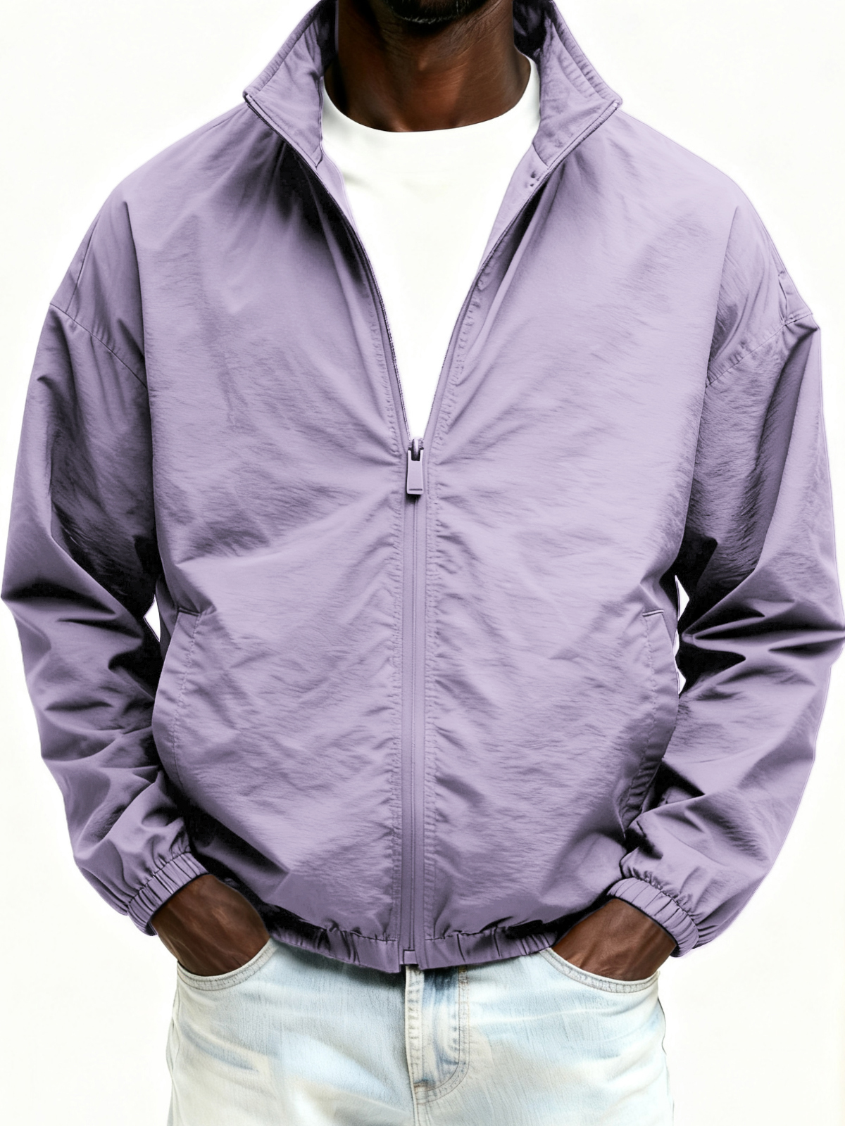 Outdoor-Jacke mit Reißverschluss, einfarbig-deurabatt