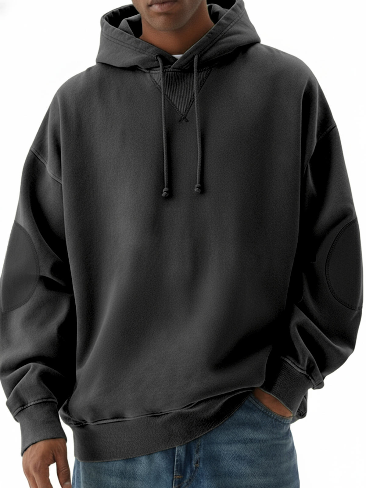 Herren Heavyweight Vintage Patchwork Design Pullover Hoodie-deurabatt