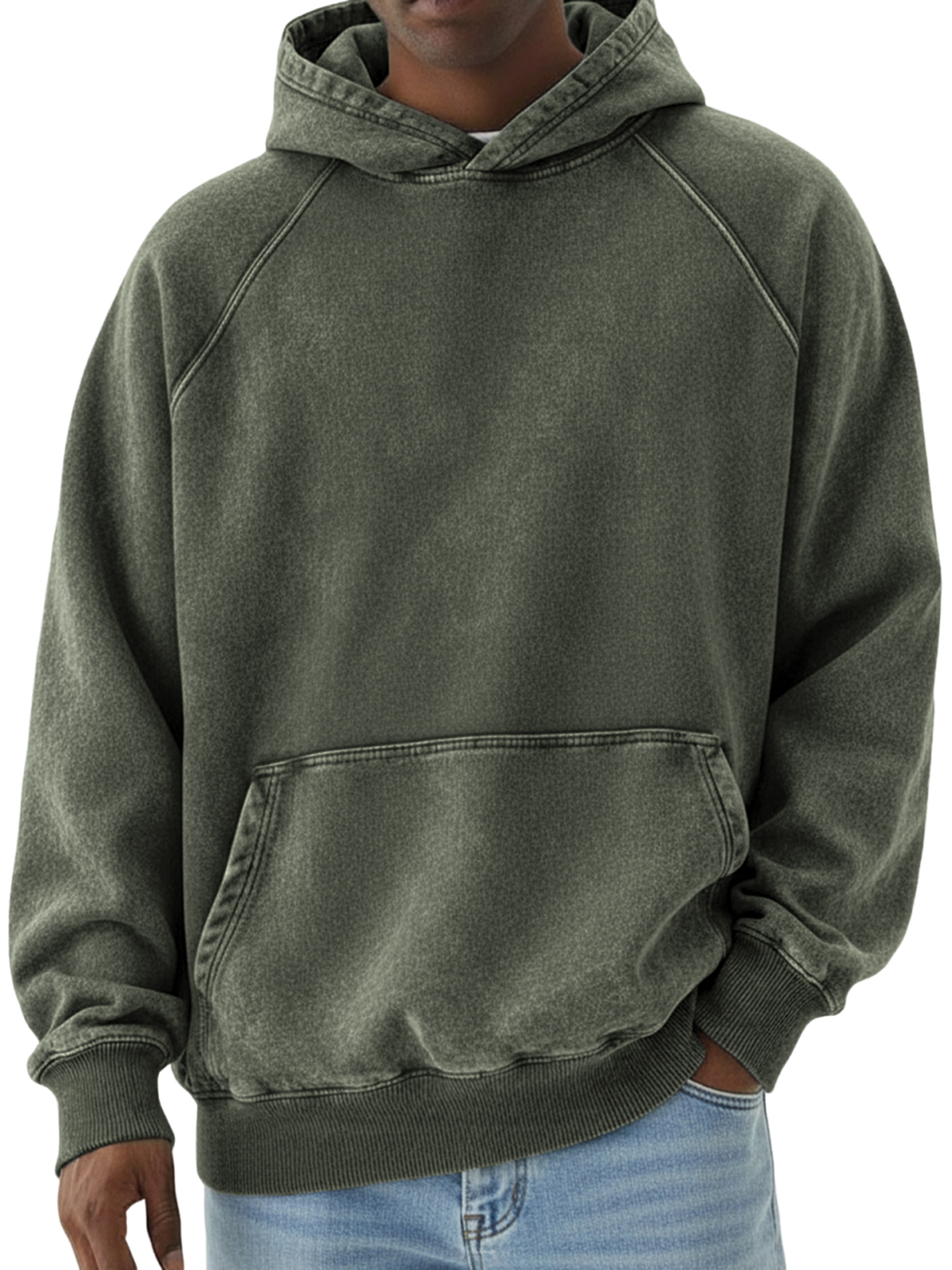 Herren Basic Retro Distressed Raglan Ärmel Pullover Hoodie-deurabatt