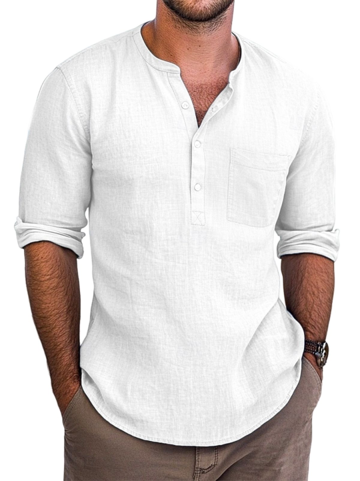 Vintage-Henley-Langarmhemd für Herren-deurabatt