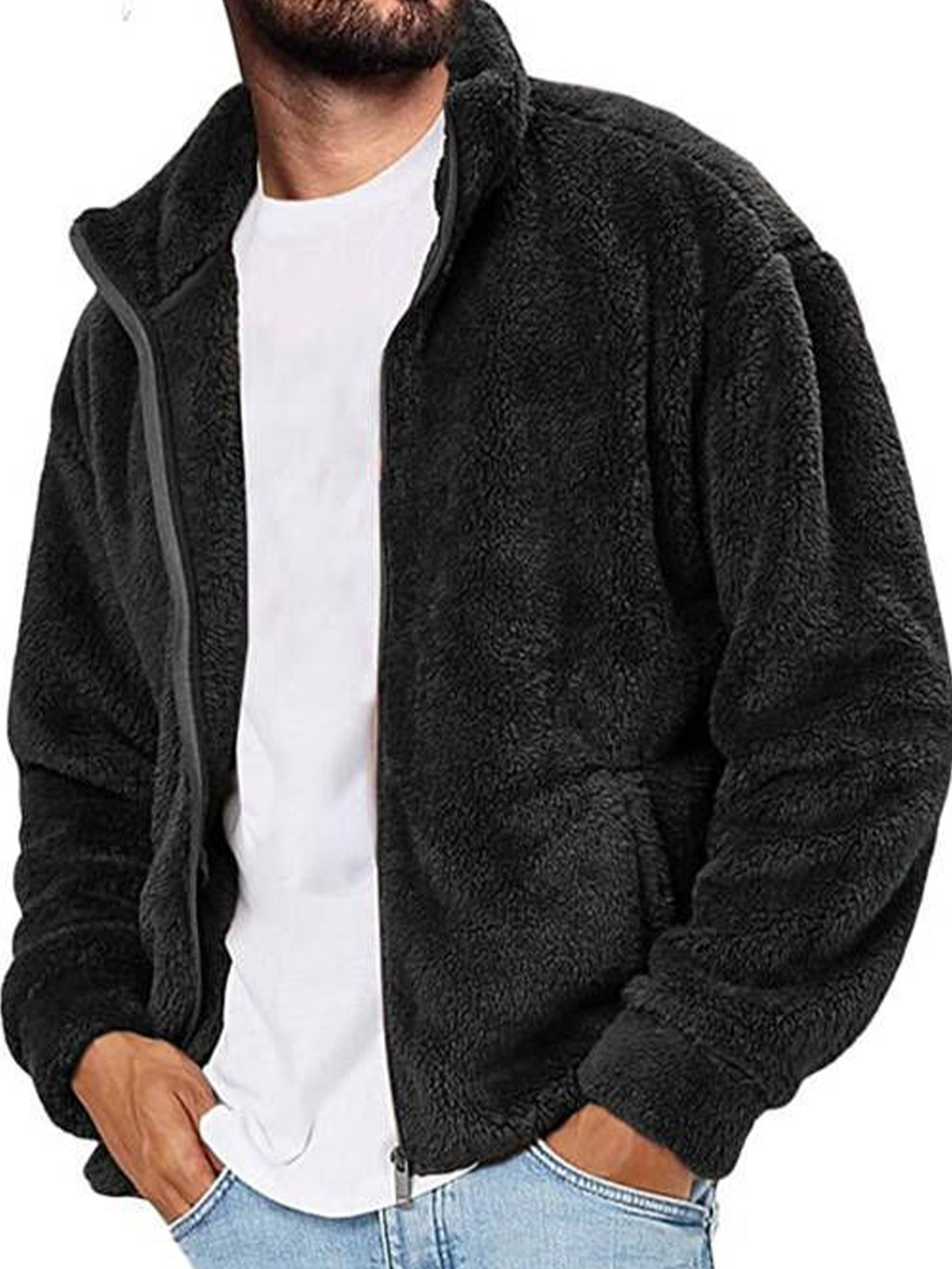 Herren-Polarfleecejacke in Unifarbe-deurabatt