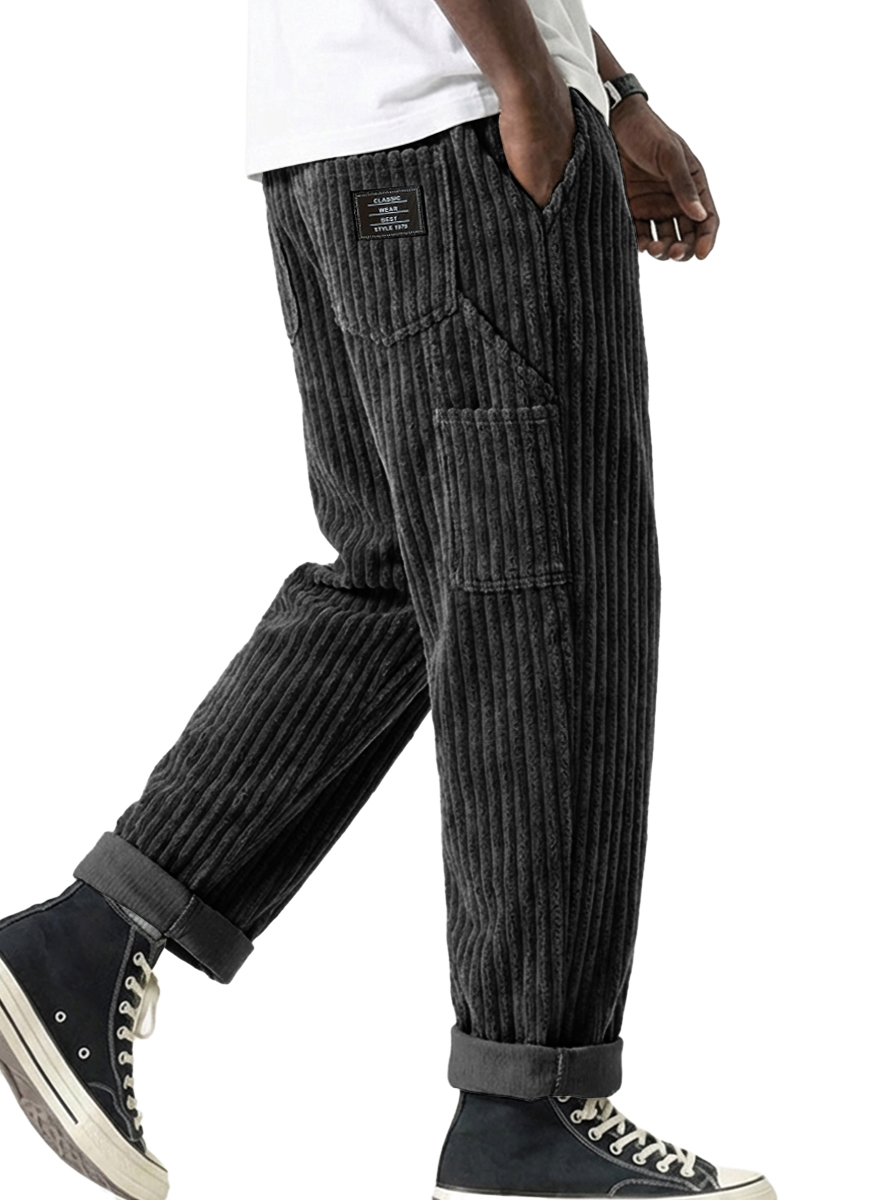 Herren Retro Freizeit Arbeitskleidung Mehrfach-Taschen Cordhosen-deurabatt