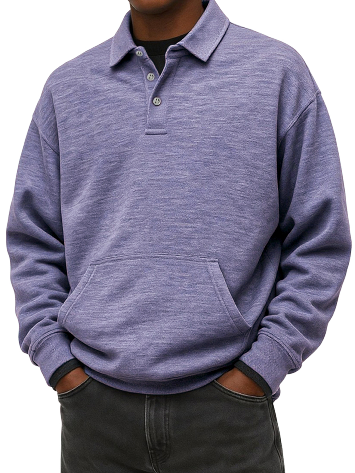 Herren Stylischer Schwergewicht Komfort Revers Sweatshirt mit Eingrifftaschen-deurabatt