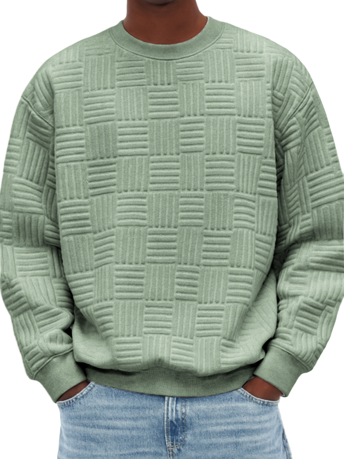 Stilvolles Herren-Sweatshirt mit Jacquard-Struktur-deurabatt