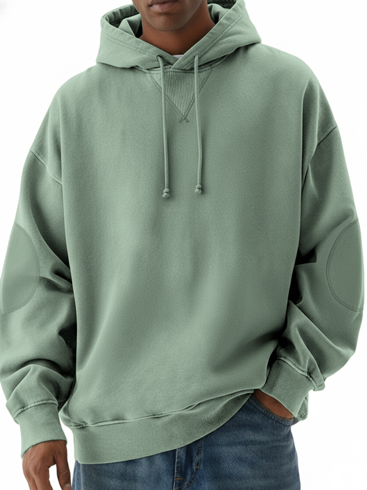 Herren Heavyweight Vintage Patchwork Design Pullover Hoodie-deurabatt