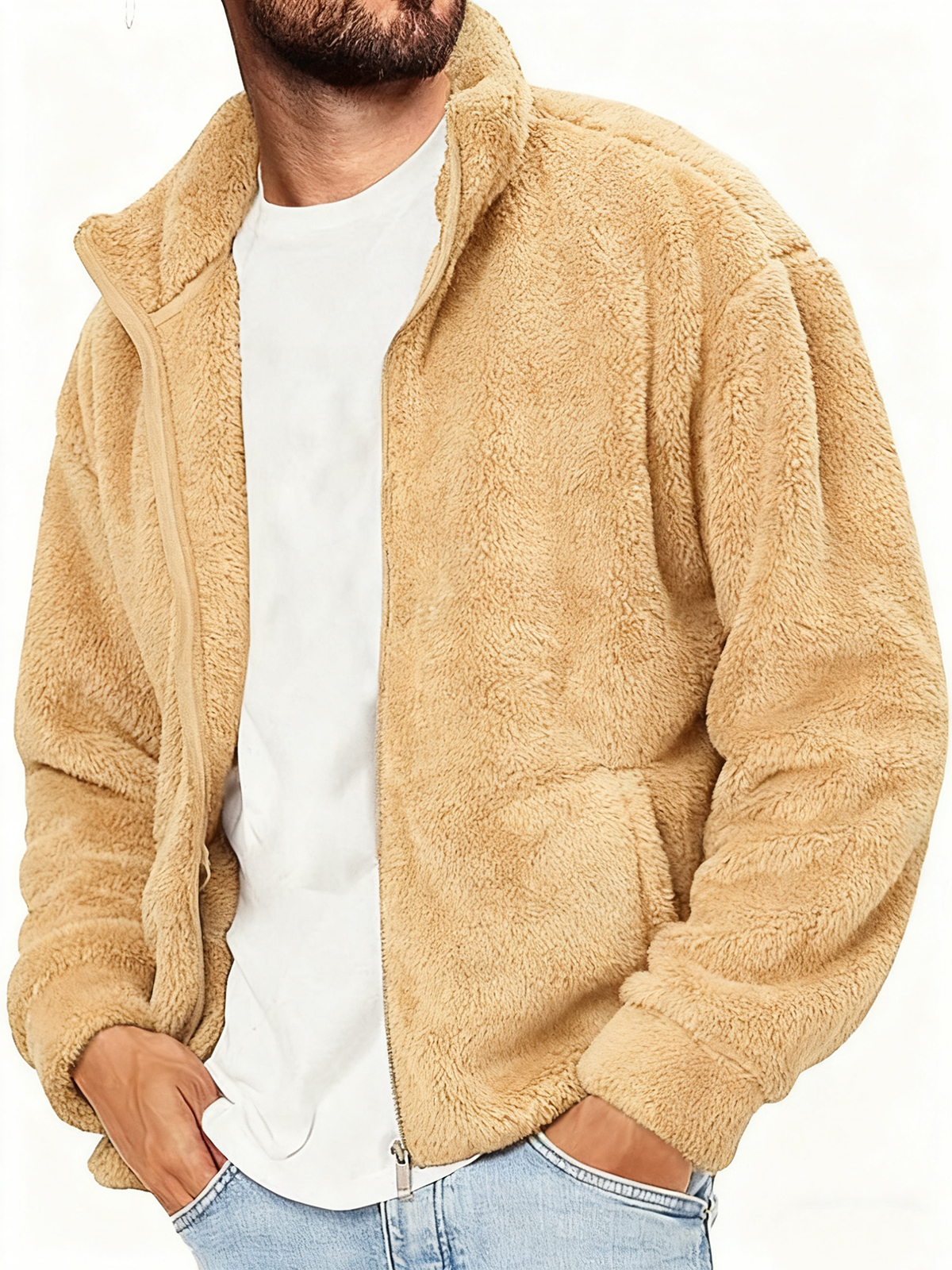 Herren-Polarfleecejacke in Unifarbe-deurabatt