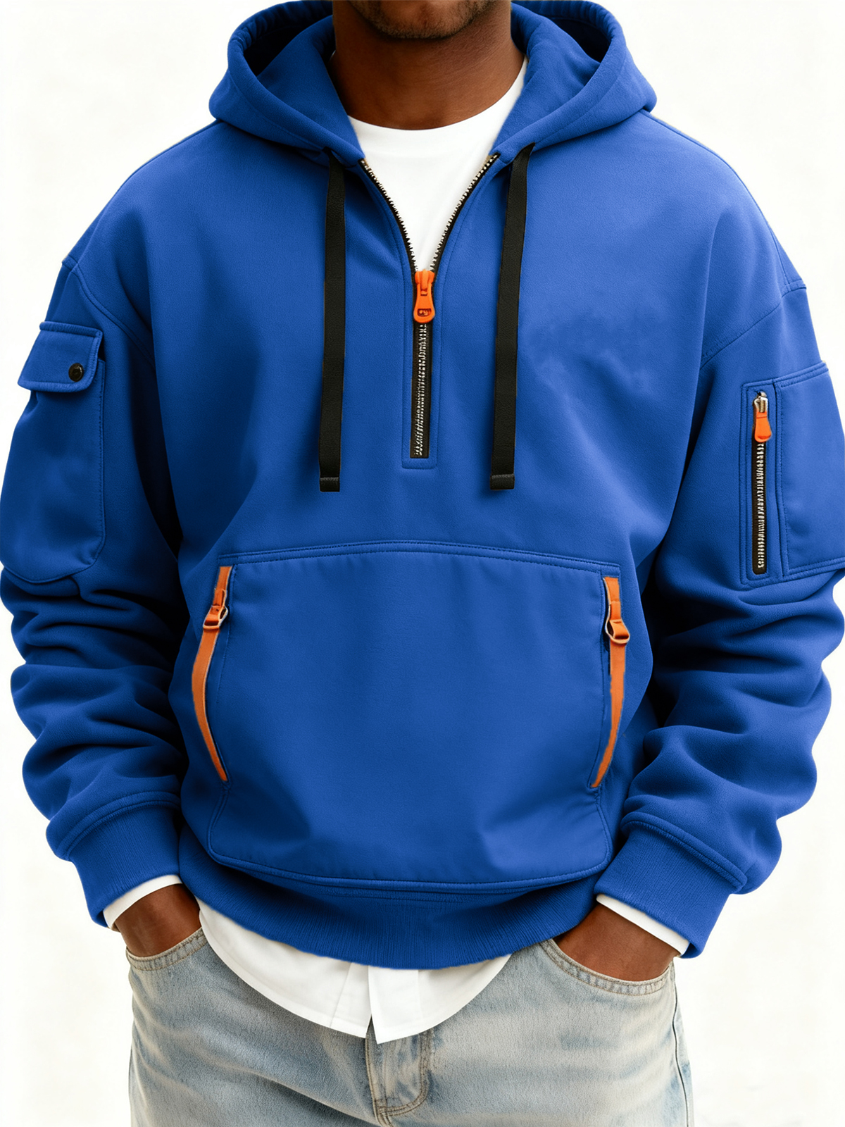Lässiger Herren-Sport-Pullover-Hoodie mit mehreren Reißverschlüssen-deurabatt