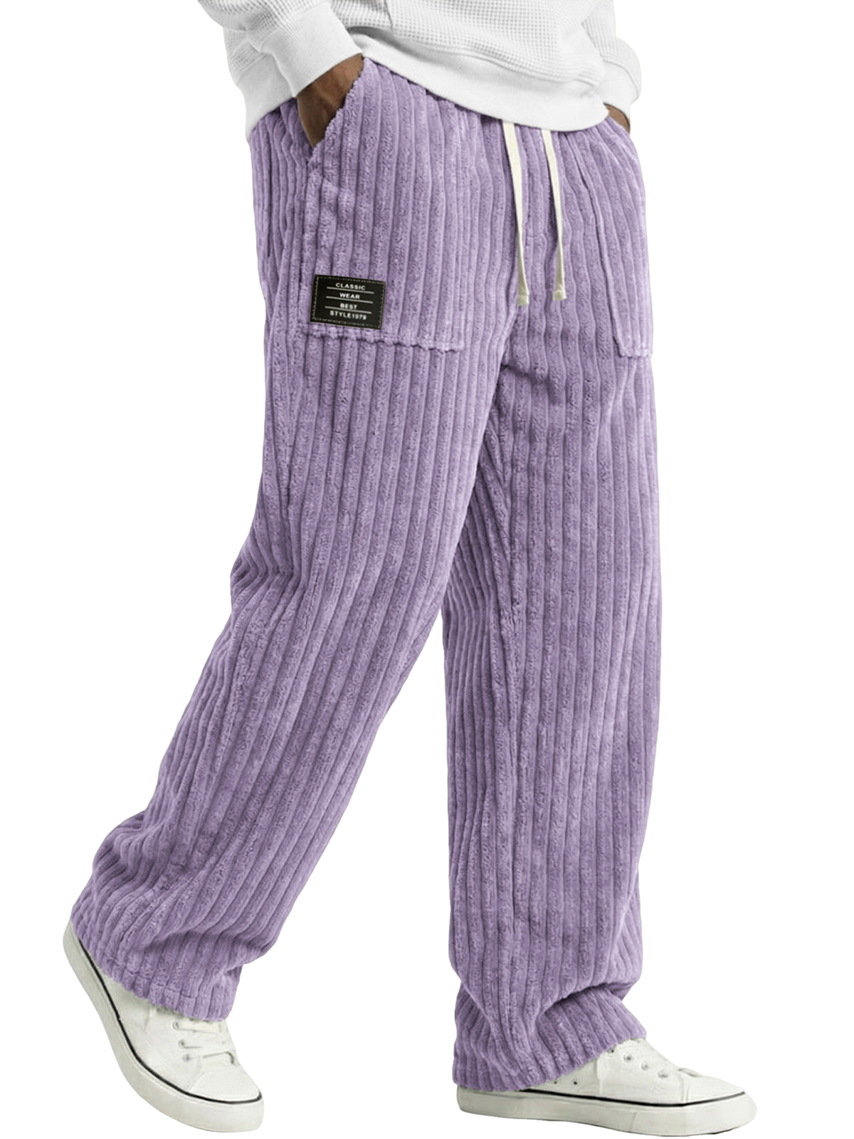 Herren Stylische Cordhosen mit bestickten Etiketten und aufgesetzten Taschen-deurabatt
