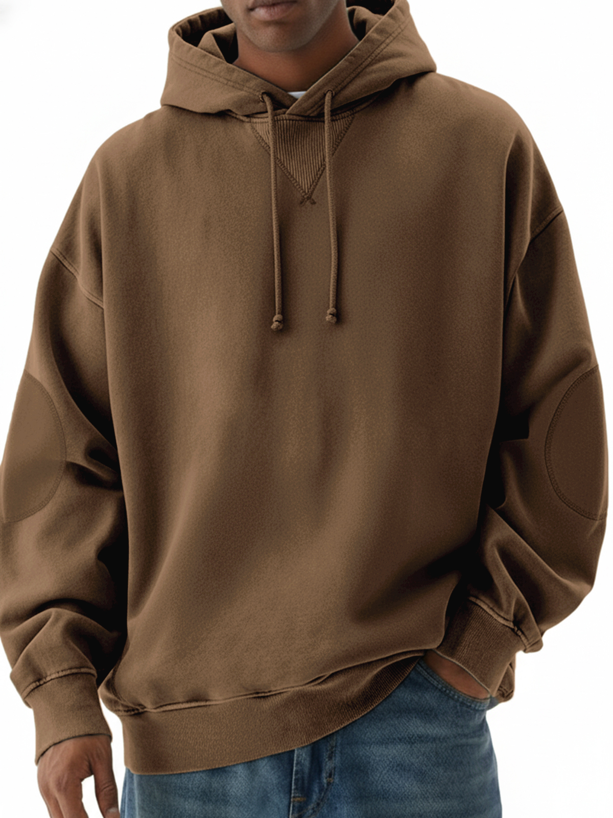 Herren Heavyweight Vintage Patchwork Design Pullover Hoodie-deurabatt