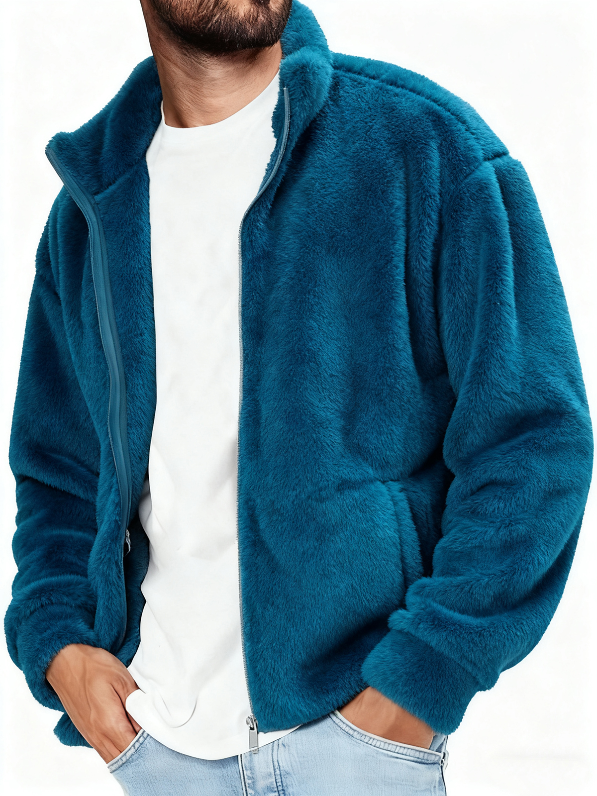 Herren-Polarfleecejacke in Unifarbe-deurabatt