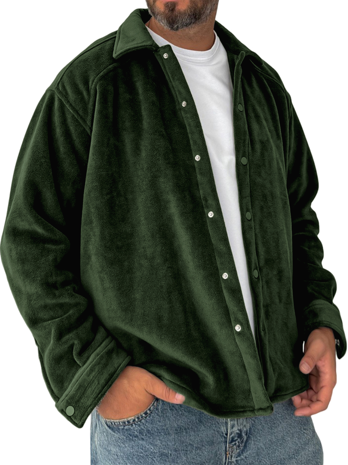 Herren Vintage Fleece Jacke Warme Freizeit Cardigan Hemd-deurabatt