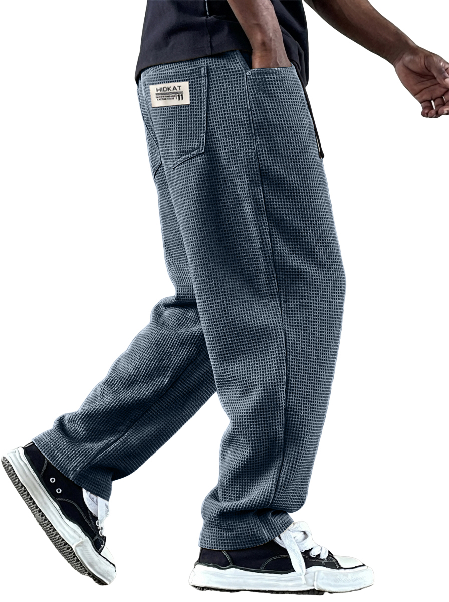 Herren Vintage Freizeit Multi-Taschen Waffelstoff Hose-deurabatt