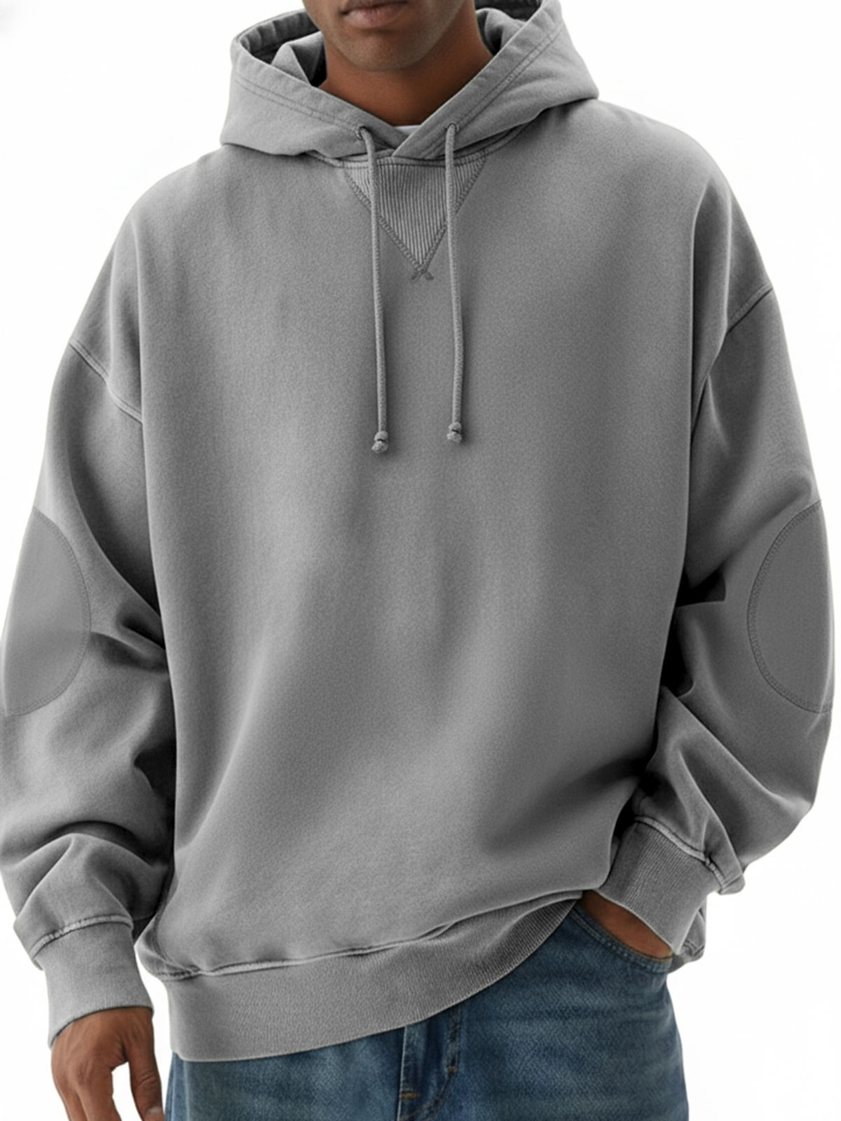 Herren Heavyweight Vintage Patchwork Design Pullover Hoodie-deurabatt