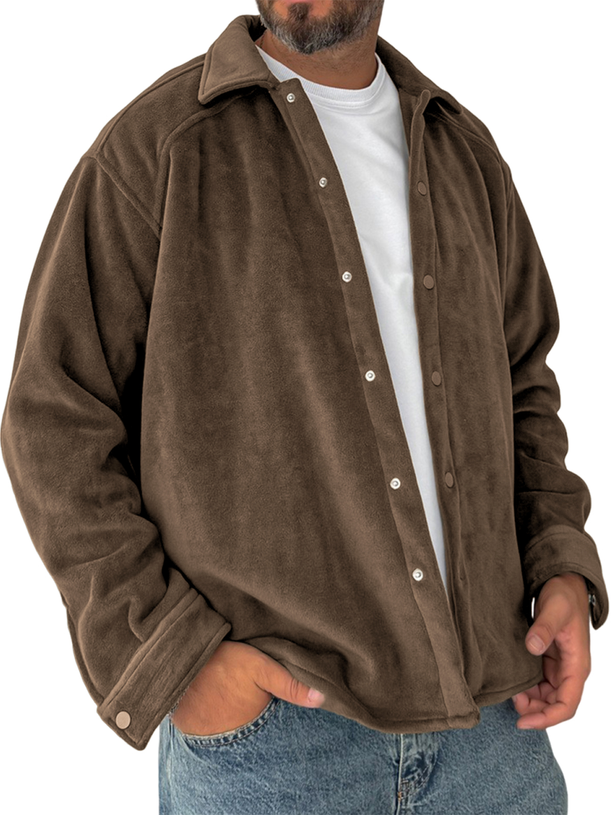 Herren Vintage Fleece Jacke Warme Freizeit Cardigan Hemd-deurabatt