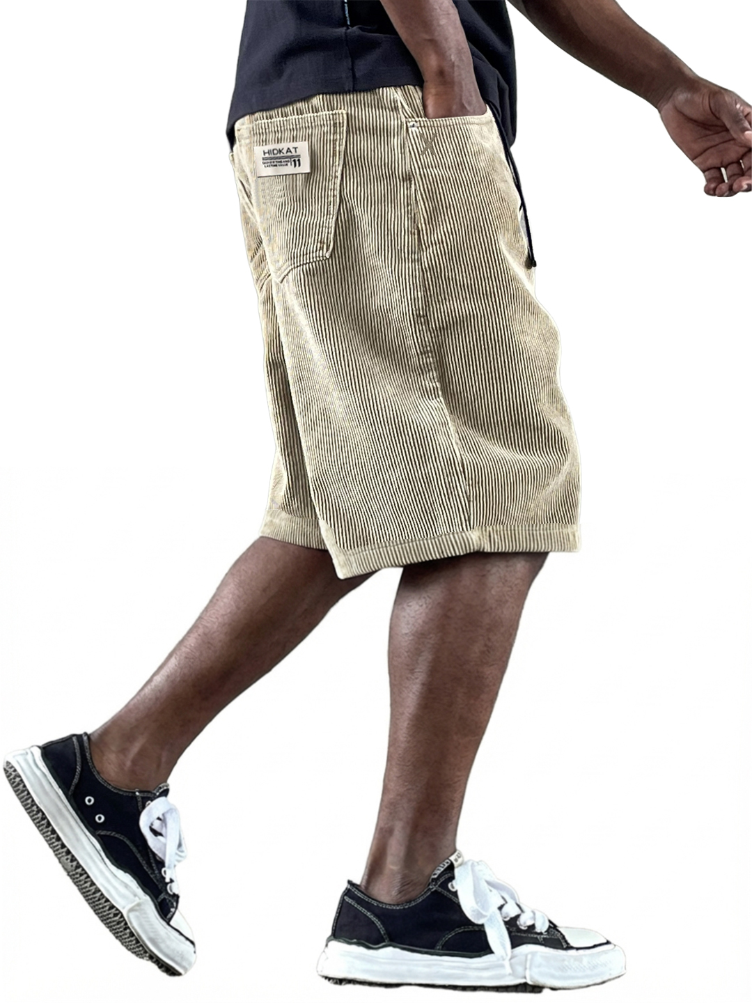 Herren Freizeit Retro Mehrfachtaschen Besticktes Logo Arbeitskleidung Corduroy Shorts-ZierMode