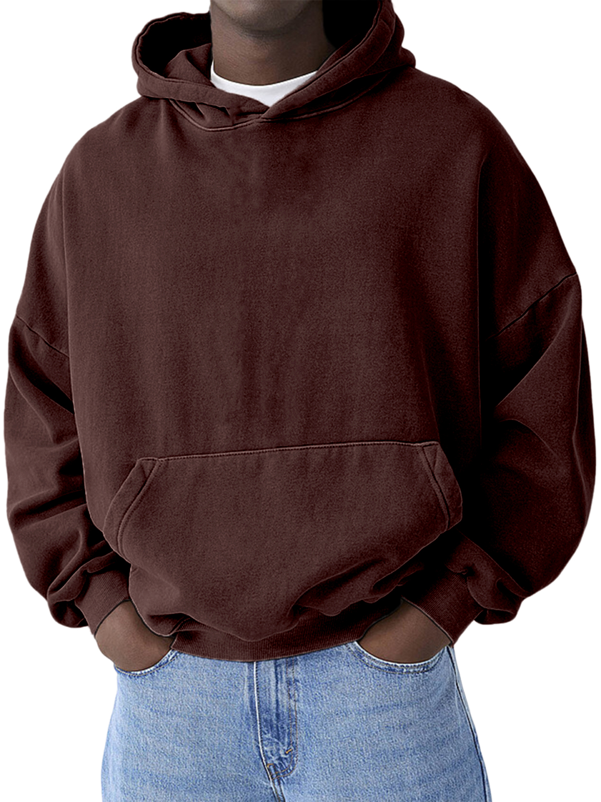 Herren Schwergewicht Basic Freizeit Pullover Kapuzen-Sweatshirt-deurabatt