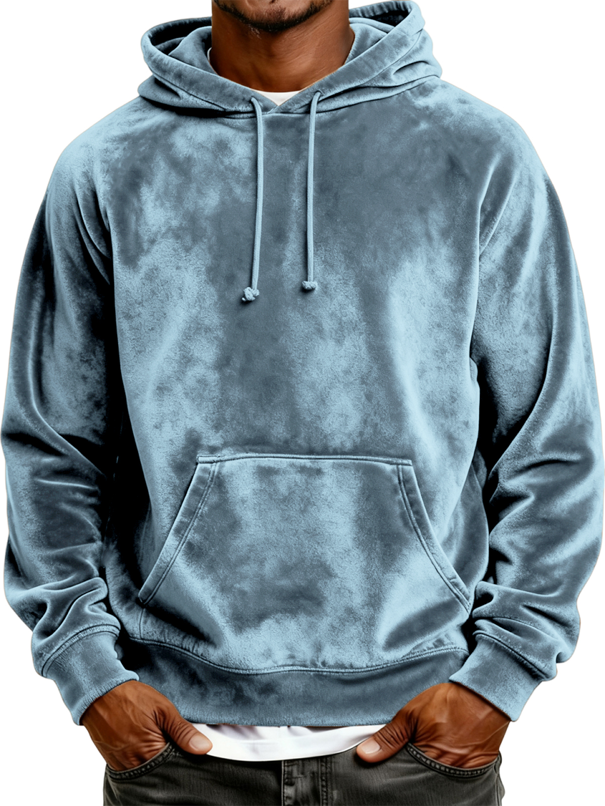 Herren Einfaches Samt Grundlegendes Kapuzenpullover Sweatshirt-deurabatt