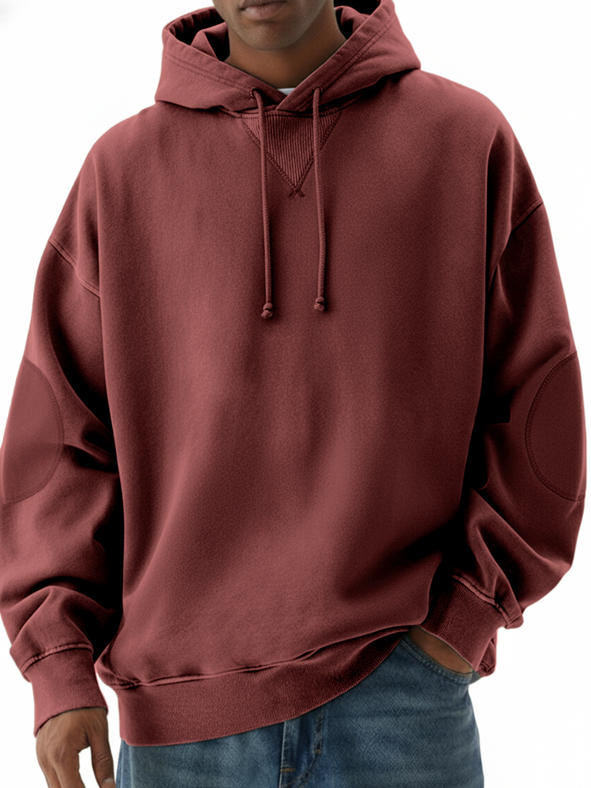 Herren Heavyweight Vintage Patchwork Design Pullover Hoodie-deurabatt