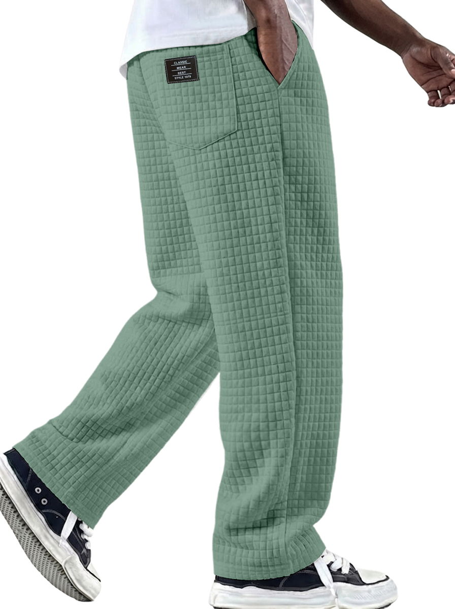 Herren Vintage Waffelstrickstoff Logo Mehrfachtaschen Strickhose-deurabatt