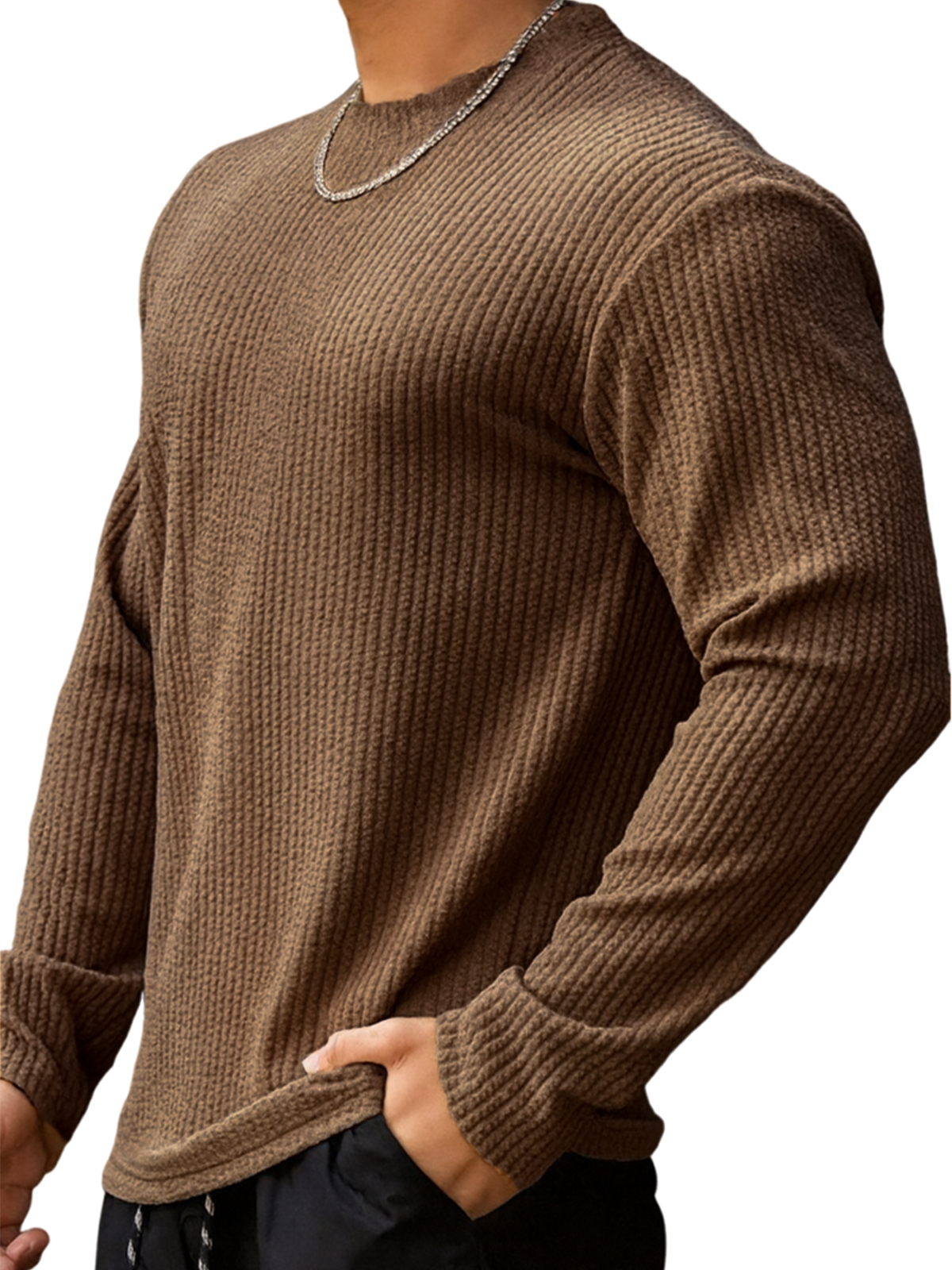 Herren-Fitness-Langarmshirt aus Jacquard-deurabatt