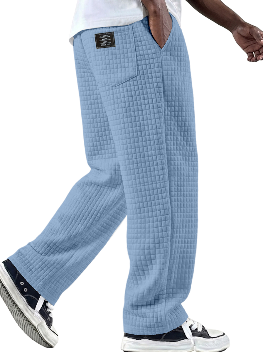 Herren Vintage Waffelstrickstoff Logo Mehrfachtaschen Strickhose-deurabatt