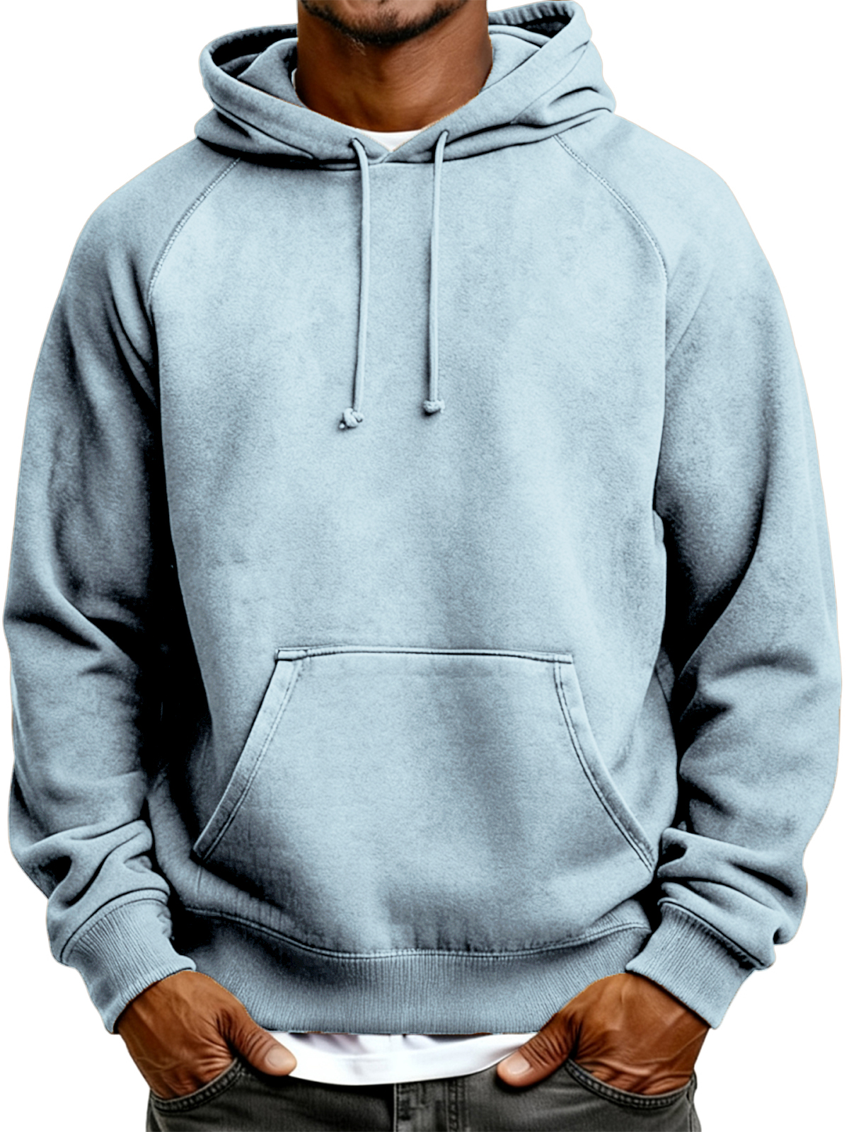 Herren Wildleder Raglanärmel Pullover Kapuzen-Sweatshirt-deurabatt