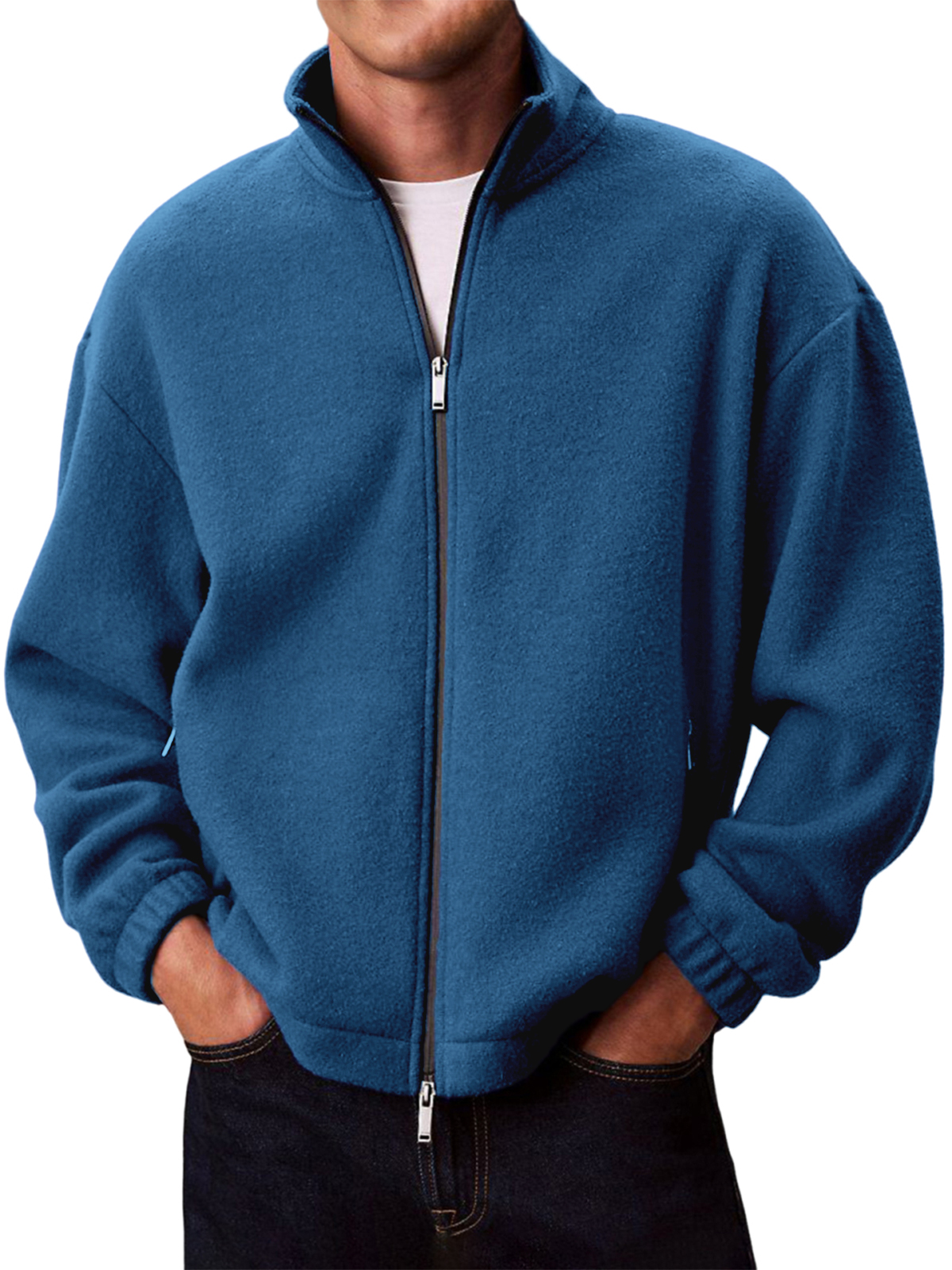 Warme Herren-Polarfleecejacke, einfarbig-deurabatt