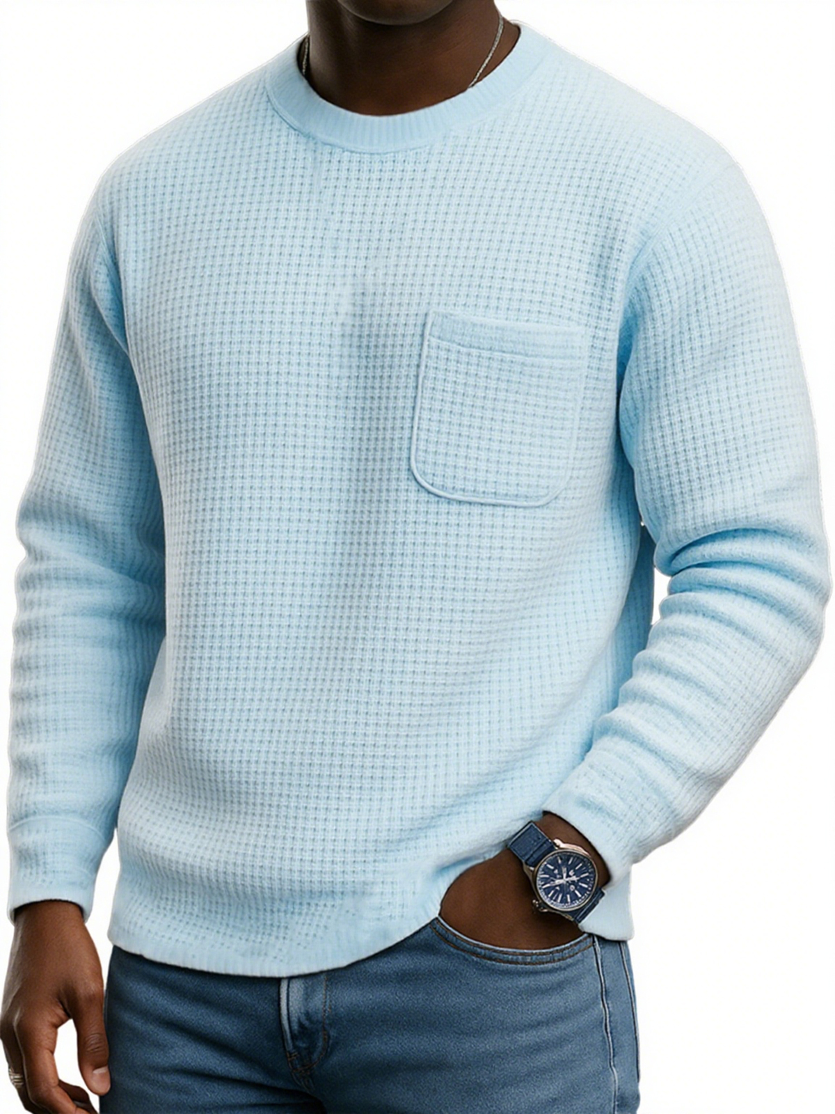 Stylisches Herren-Sweatshirt mit Waffelstruktur und Tasche-deurabatt