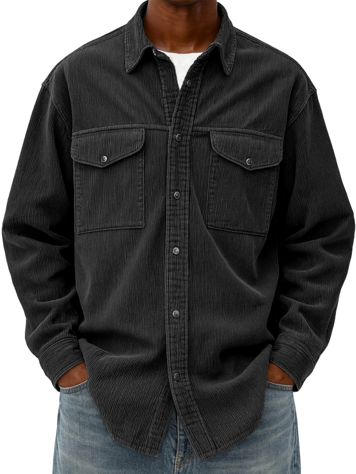 Cordhemd für Herren, Arbeitsjacke mit mehreren Taschen-deurabatt