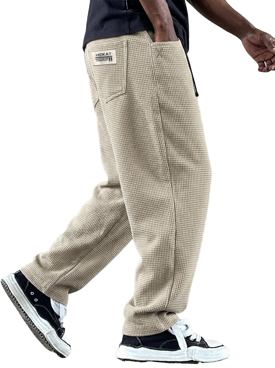 Herren Vintage Freizeit Multi-Taschen Waffelstoff Hose-deurabatt