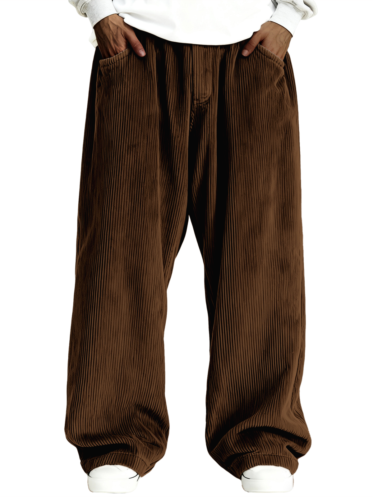 Herren einfache gerippte stilvolle Corduroy Freizeit-Hosen-deurabatt