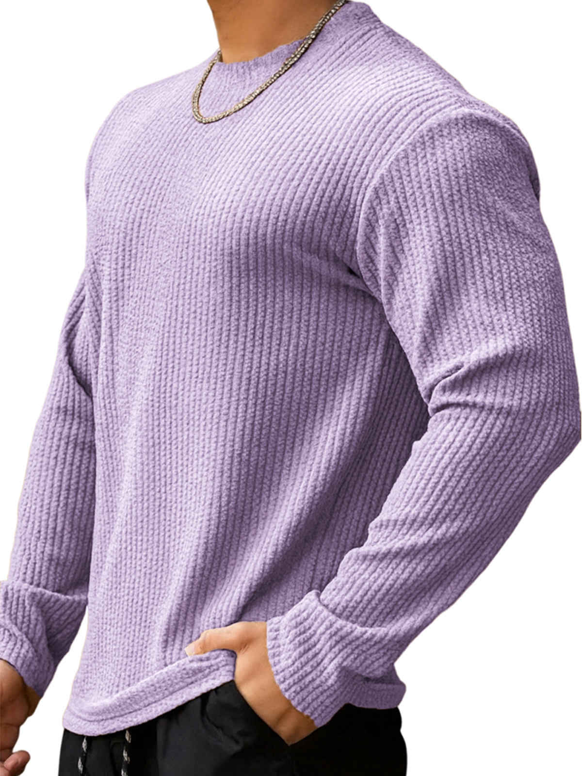 Herren-Fitness-Langarmshirt aus Jacquard-deurabatt