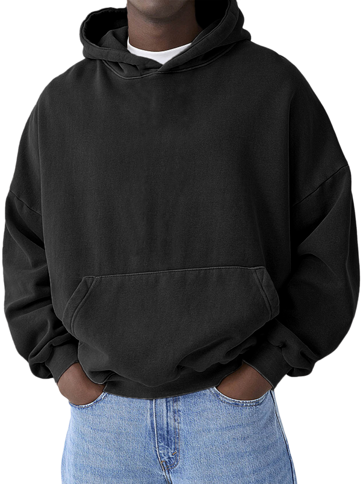 Herren Schwergewicht Basic Freizeit Pullover Kapuzen-Sweatshirt-deurabatt