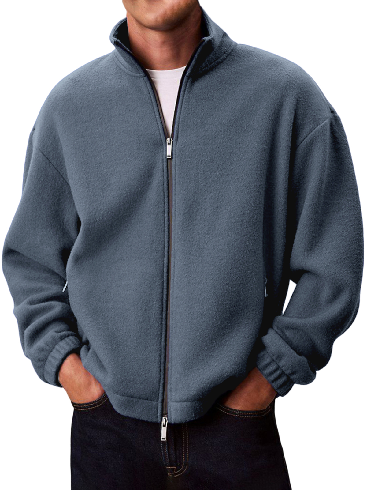 Warme Herren-Polarfleecejacke, einfarbig-deurabatt