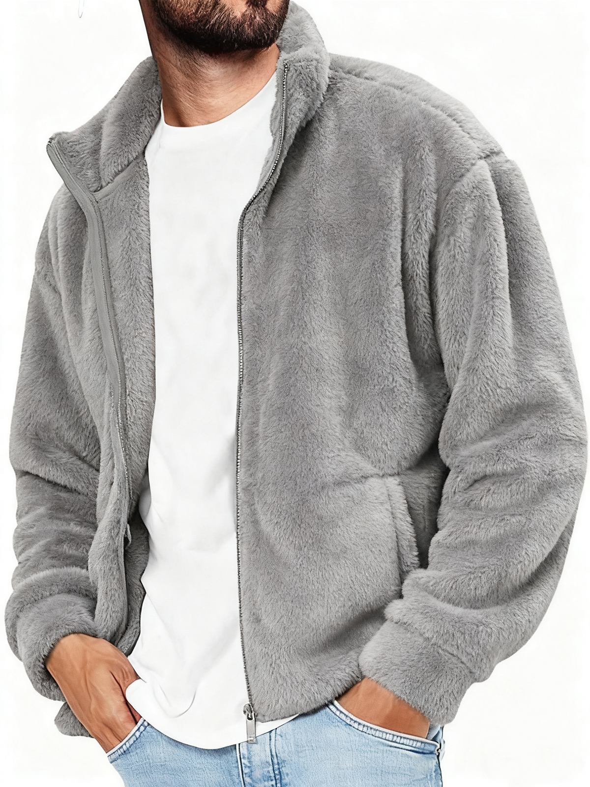 Herren-Polarfleecejacke in Unifarbe-deurabatt