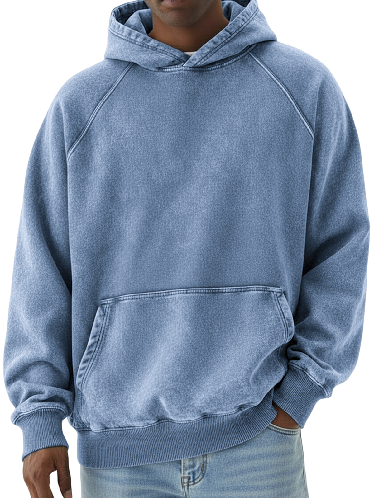 Herren Basic Retro Distressed Raglan Ärmel Pullover Hoodie-deurabatt