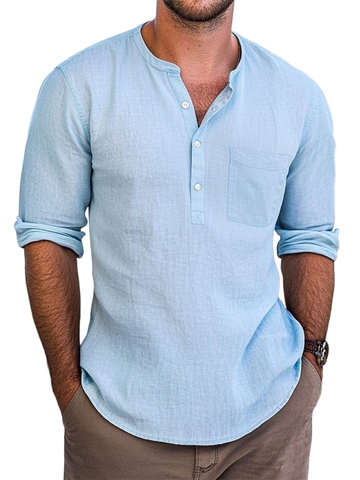 Vintage-Henley-Langarmhemd für Herren-deurabatt